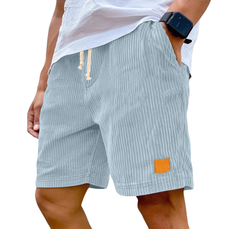 Europa y los Estados Unidos transfronterizos Amazon nuevo hombre retro bordado lámpara de cuero velcro cordón de moda pantalones cortos casuales estadounidenses