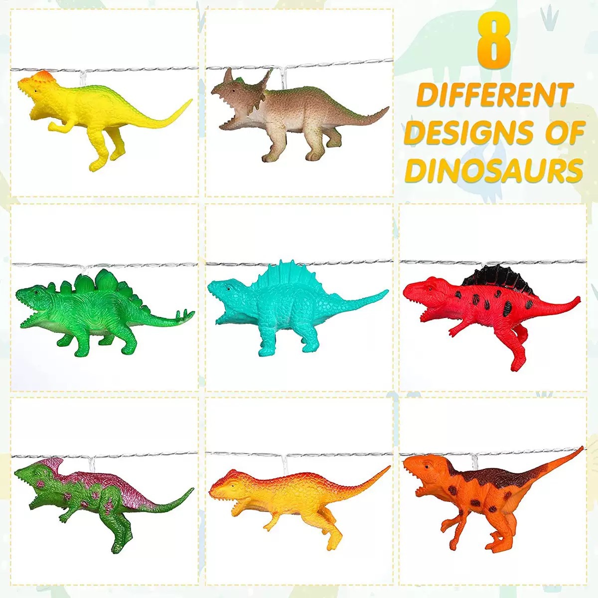 Transfronterizo nuevo LED pequeño dinosaurio Cadena de luz de juguete para niños sala de centro comercial luz decorativa creativa iluminación de regalo de dibujos animados