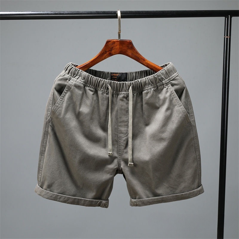 2025 Classic Men's Jogging Shorts Loose Three-Quarter Pants Sports Running Solid Color High-Waisted Drawstring Pants