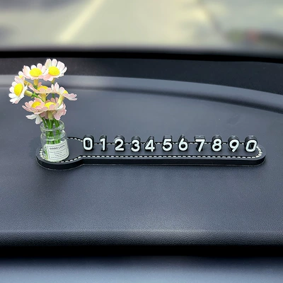 Vase Car Moving Phone Plate – Nömrəli dayanma kartı - pink-chrysanthemum-three-dimensional-diamond-encrusted-parking-sign
