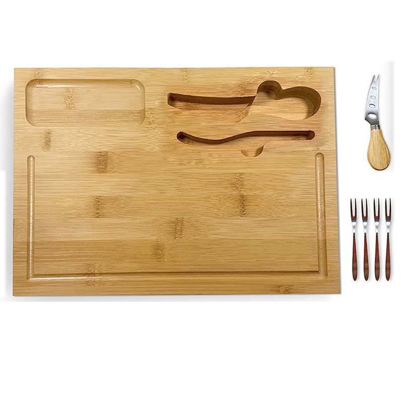 Tabla de cortar de bambú con cuchillo y tenedor queso tabla de platos multifuncional casero tabla de frutas y verduras tabla de pizza tabla