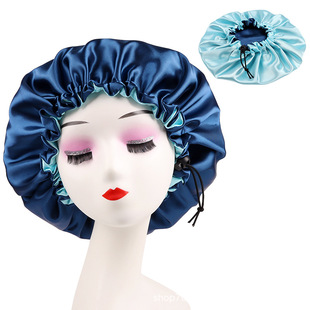 Xiyin Amazon Double-Layer Satin Nightcap Double-Sided Wearable Elastic Buckle Adjustable Hair Care Cap Chemotherapy Cap Bonnet