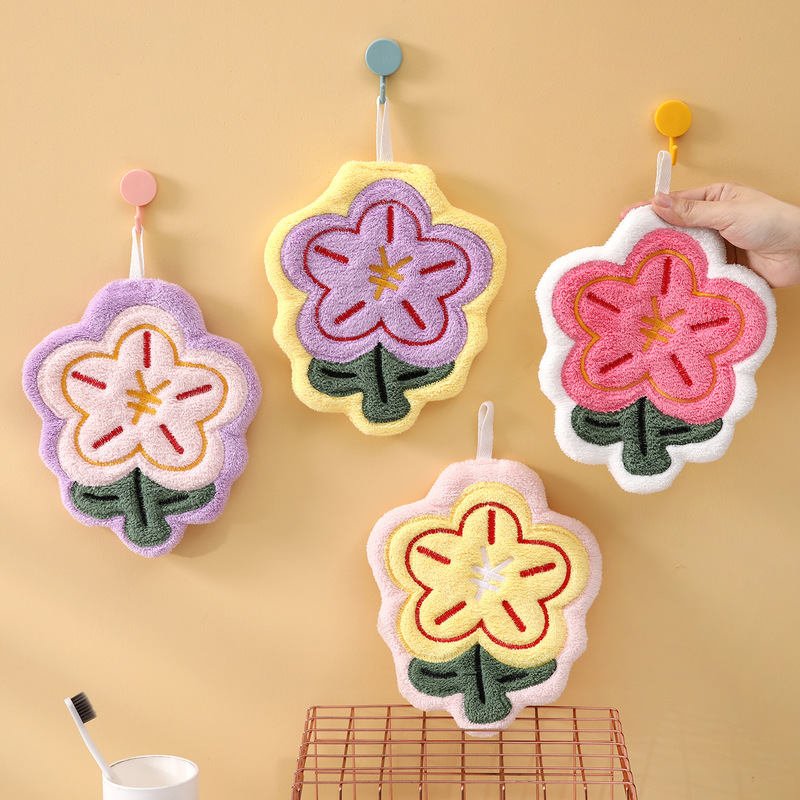 High-value cute kitchen bathroom towel lint-free absorbent hanging non-stinky rich flower towel High-value cute kitchen bathroom towel lint-free absorbent hanging non-stinky rich flower towel