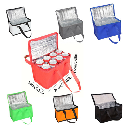 Insulated lunch bag, portable picnic bag, outdoor food bag, small hand-held insulated bag for meals and takeout.