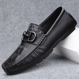Live Broadcast Explosions Doug Shoes Men's Genuine Leather Cowhide Cross-border High-end Soft Leather Soft Bottom Men's Casual Shoes Slip-on Leather Shoes