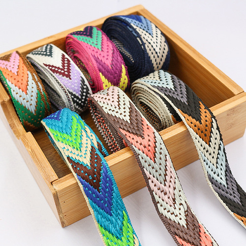 Factory-direct 2.2cm arrow-patterned ethnic-style jacquard ribbon—accessories for ethnic clothing, hats, curtains, and headwear