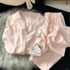 人気のクラウドコットン長袖ズボンパジャマセット、女性用、かわいい学生ホーム服、屋外で着用できるツーピーススーツ