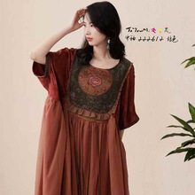 千椿物禧原创2025夏季新中式中国风厂家正品绣花连衣裙宽松长裙女