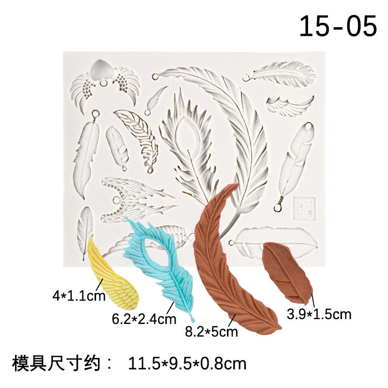 Una variedad de alas de plumas modelado molde de silicona DIY hornear decoración molde de cerámica suave de arcilla epoxi