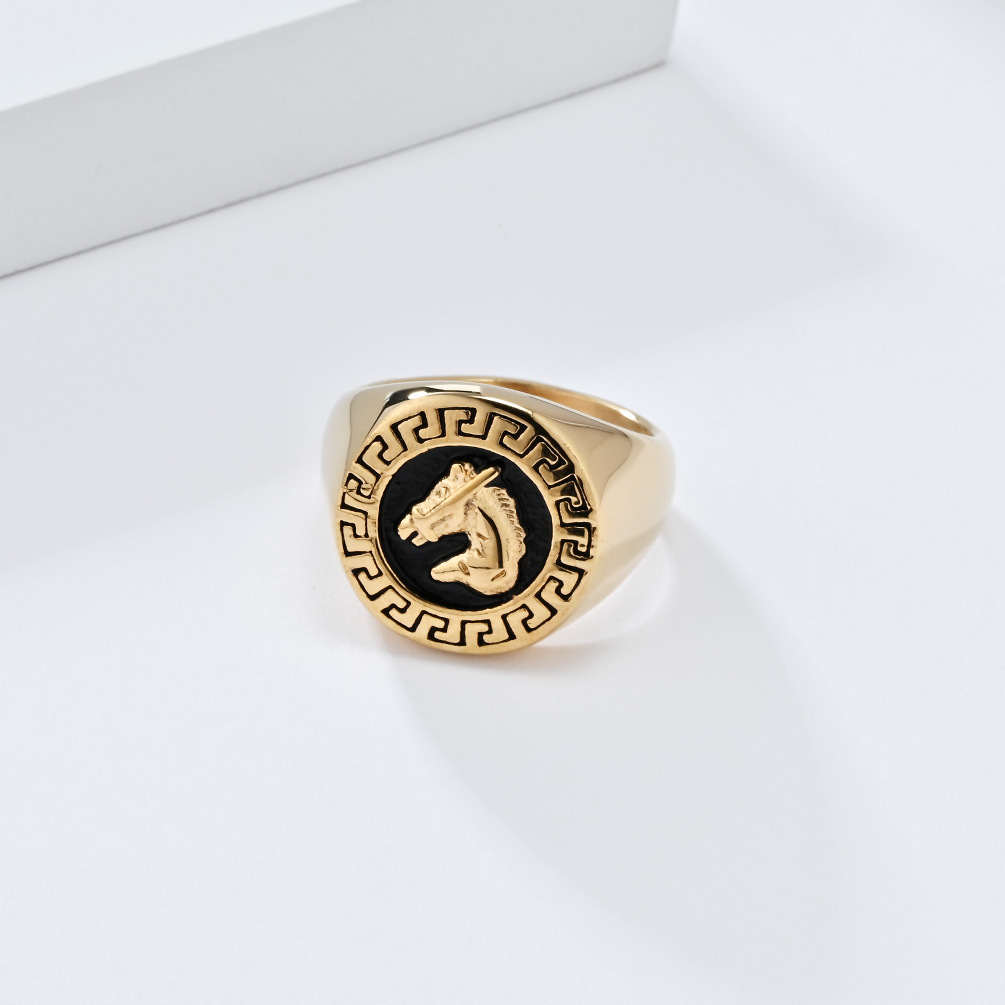 304 Stainless Steel Material Retro Solid Color 304 Stainless Steel Polishing Men's Rings Men Signet Rings