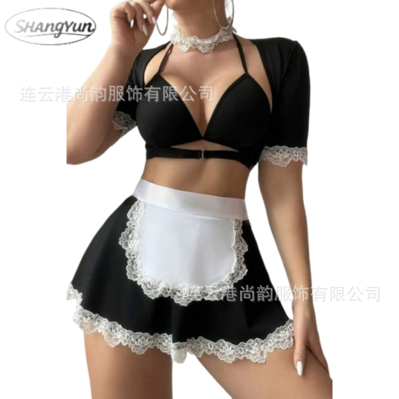 Cross-Border Supply of European and American Cute Girl Christmas Outfits, Holiday Cross-Strap Sexy Bra Set