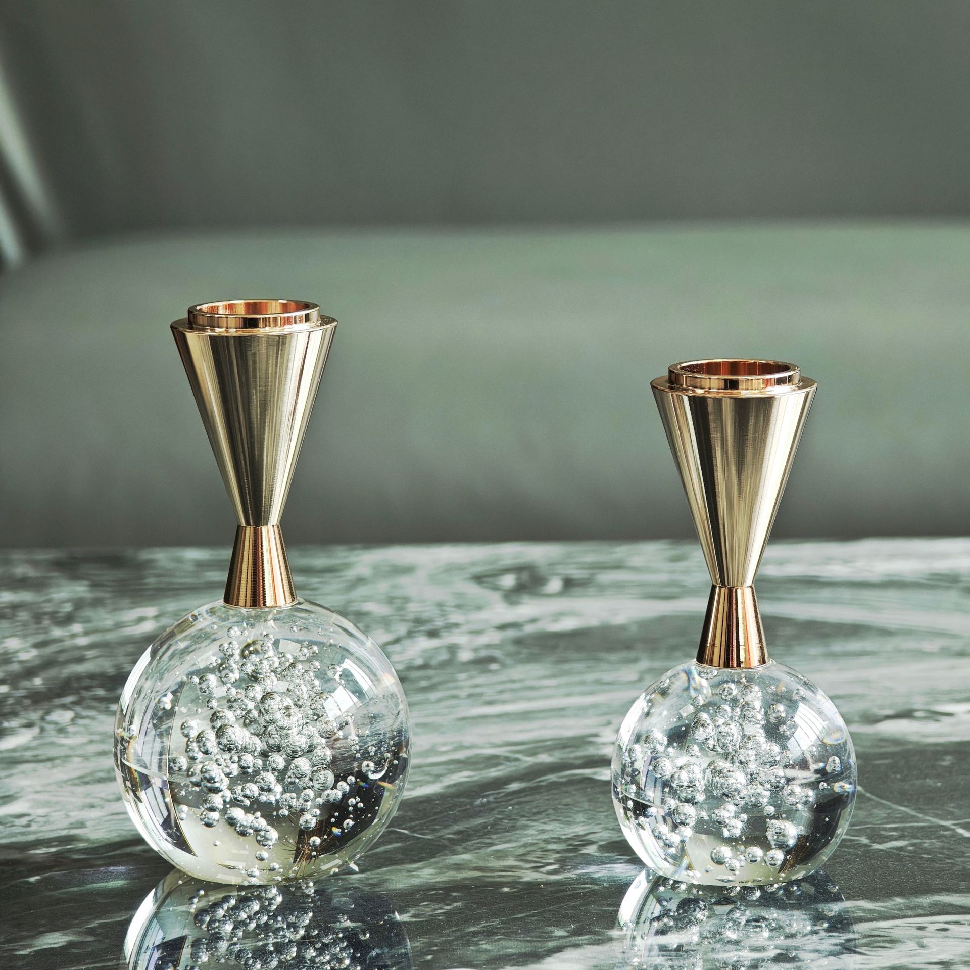 厂家直销创意圆形水晶玻璃气泡烛台家用彩色婚庆摆件装饰品批发