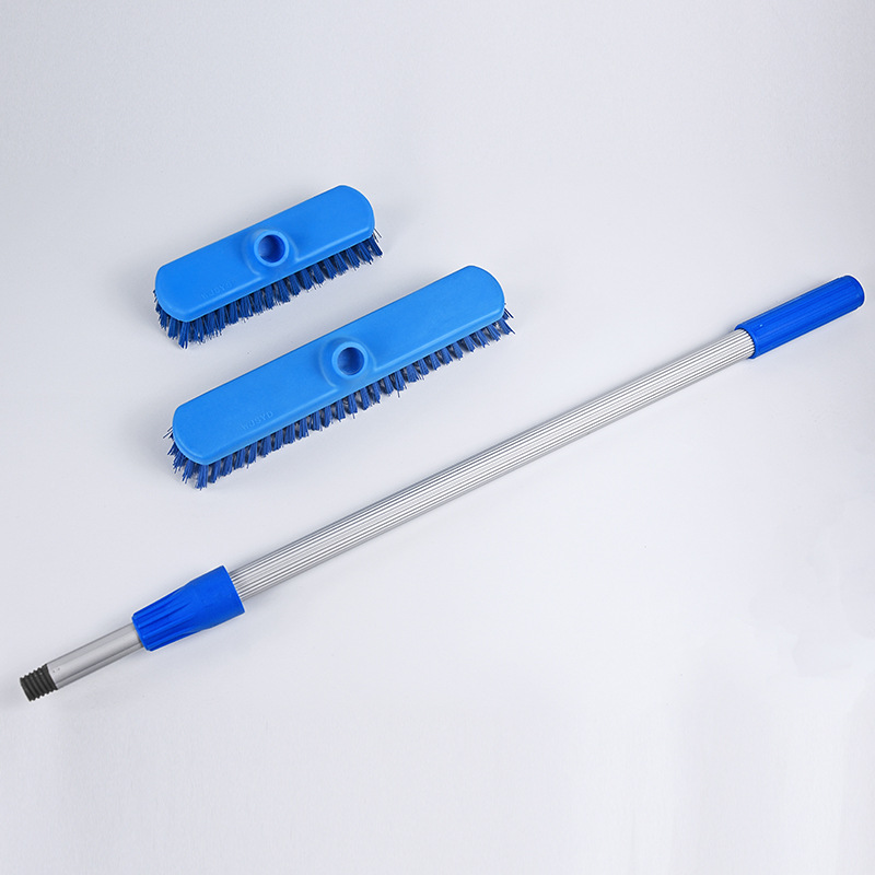 재고 알루미늄 합금 텔레스코픽 로드 안뜰 바닥 청소 브러시 대리석 바닥 브러시 가정용 강모 브러시