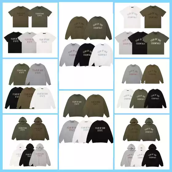 Spring and Summer New Fog Icon Multi-Line Letter Printed Round Neck Pullover Short-Sleeved Velvet Hoodie for Men and Women