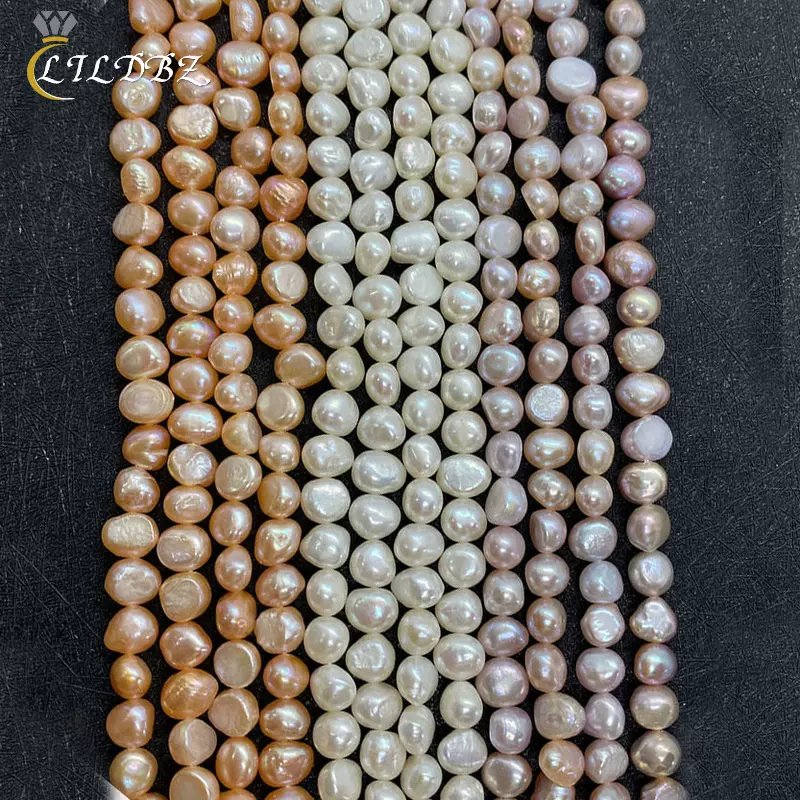 跨境热卖A级天然淡水珍珠串珠横孔两面光珍珠散珠DIY饰品配件批发