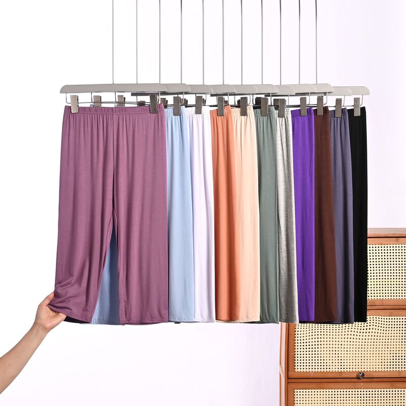 Spring and summer new model modal plus-size stretchy cropped leggings, thin, simple, slimming, versatile pants Spring and summer new model modal plus-size stretchy cropped leggings, thin, simple, slimming, versatile pants