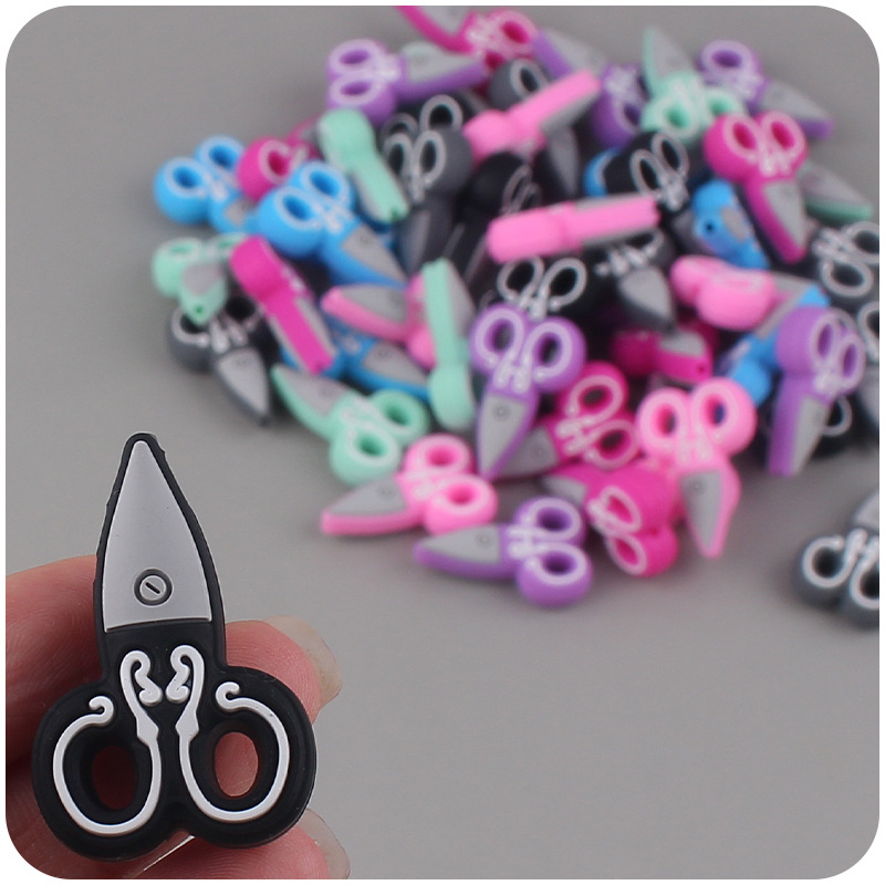 Nuevo bebé suministros de dibujos animados tijeras pequeño mordedor creativo DIY bebé molar pezón cadena anti-caída cadena Accesorios