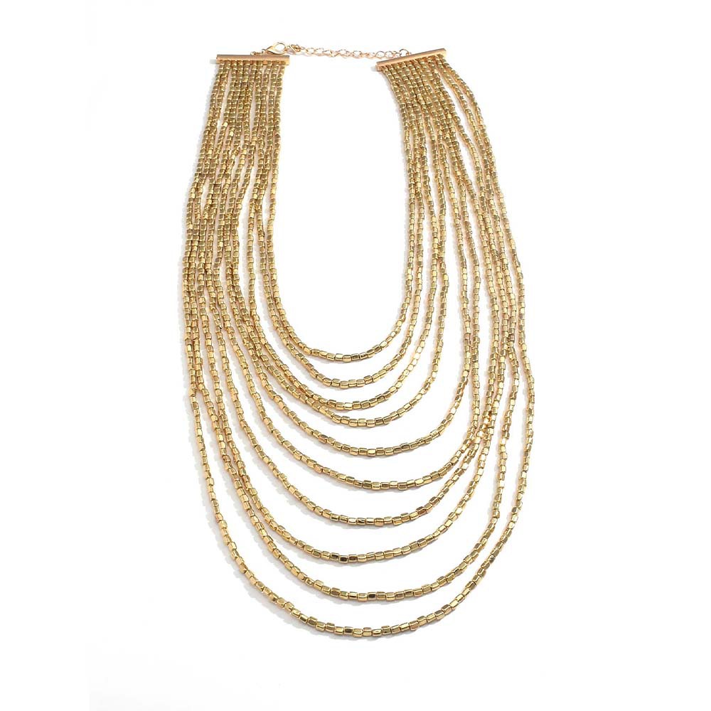 Handmade Beaded Multi Layered Necklace Statement Waterfall Accessory_voghion.com