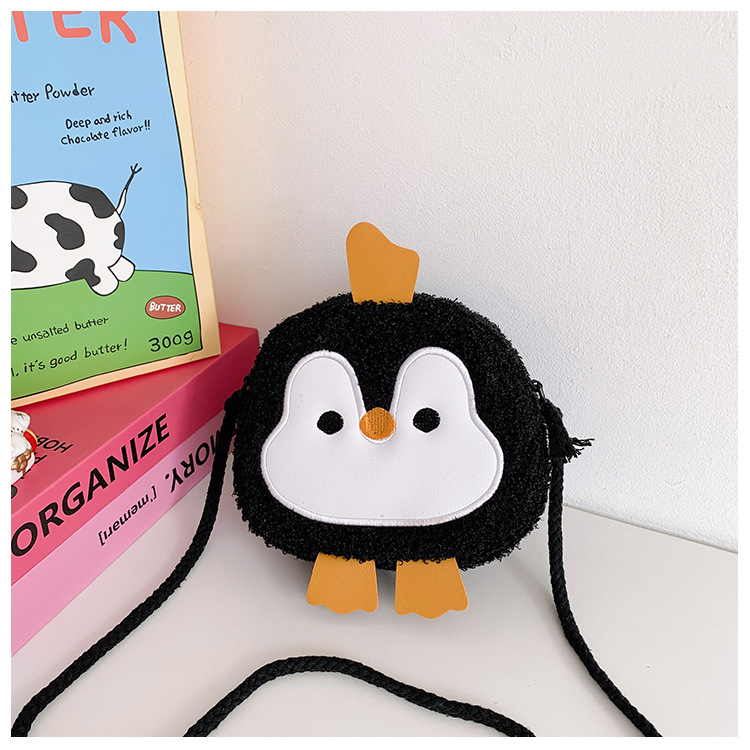2025 otoño y invierno nuevo bolso para niños caricatura lindo animal peludo bolso de hombro pequeño bolso de cambio ligero