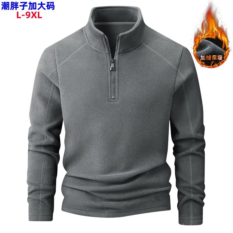 L-9XL осенний и зимний новый мужской стряховой шерстяной свиток мужской воротник полурна-молния с длинными рукавами свитера мужской тренд дикий