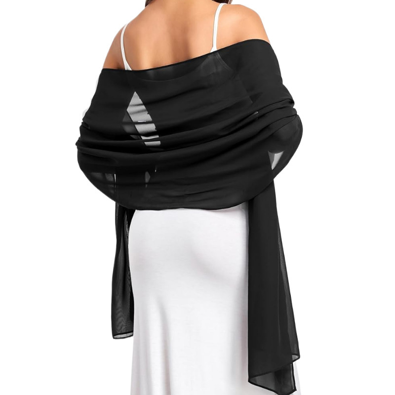 Abito da sera in chiffon trasparente per donna, elegante, morbido e setoso, sciarpa da sposa, scialle da damigella d'onore_voghion.com
