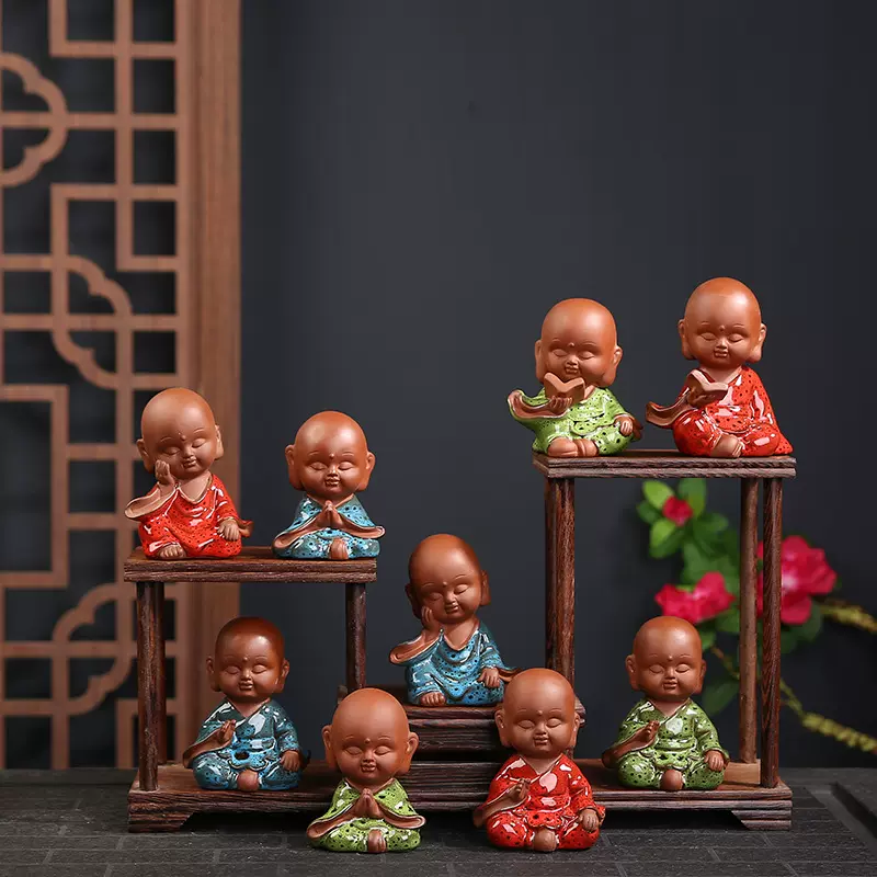 创意陶瓷茶宠紫砂和尚观赏居室客厅茶道微景观人物小摆件厂家批发