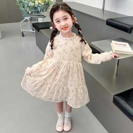 女童连衣裙2025春装新款韩版时髦洋气公主裙小女孩春秋碎花雪纺裙