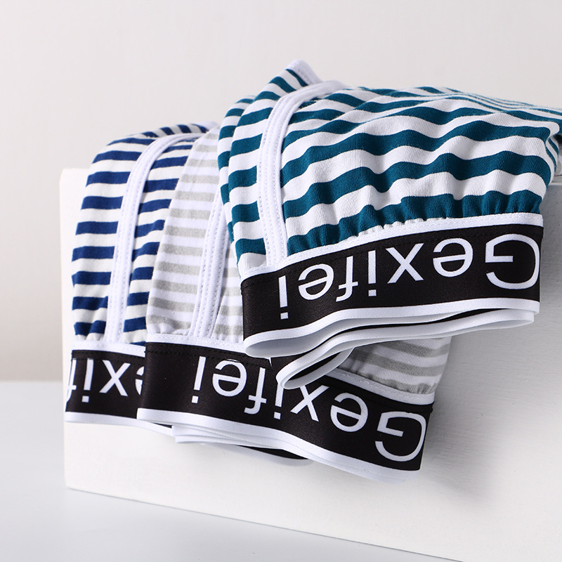 Men's Pure Cotton A-line Pants Loose Striped Print Straight-leg Pajama Bottoms Large Size Comfortable Breathable Antibacterial Home Lingerie Wholesale