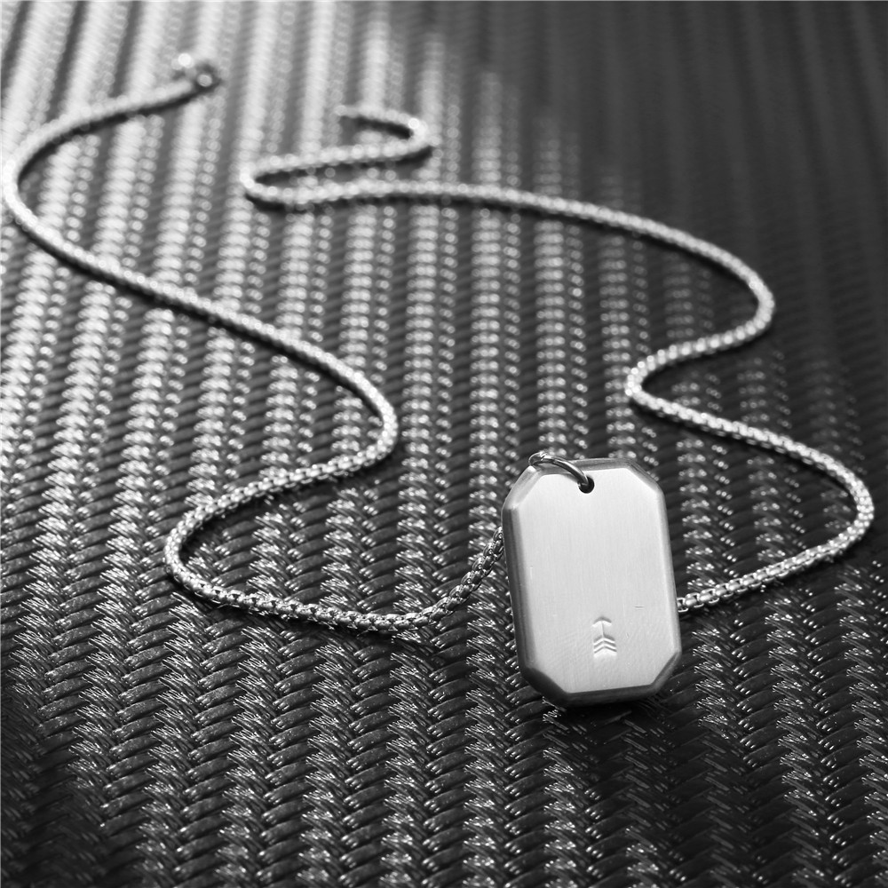 European And American Titanium Steel Necklace Korean Style Simple 6-side Pendant Necklace Fashion Men's Stainless Steel Pendant Sweater Chain display picture 5