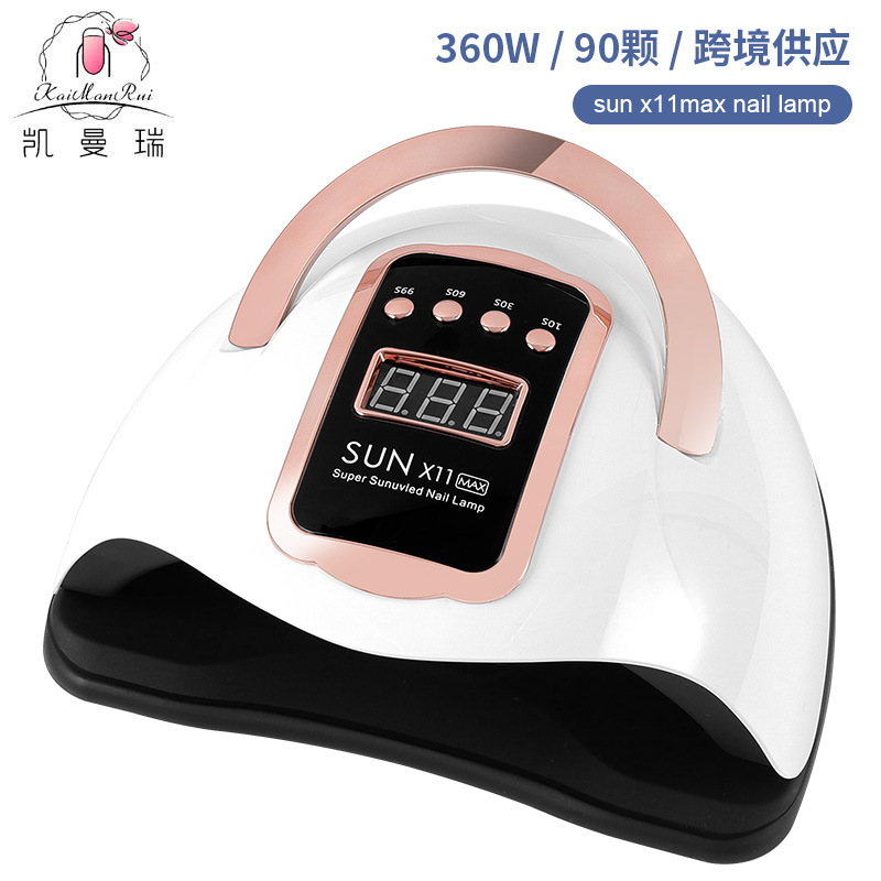 Luz de manicura 360W alta potencia de manicura luz de fototerapia oro rosa anillo decorativo de uñas horneado luz de secado rápido luz de fototerapia transfronteriza