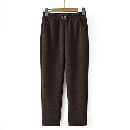 Women's Winter Casual Pants, Maternal Style, Elastic Waist, Solid Color, Fleece Lined, Thick Warm Pants