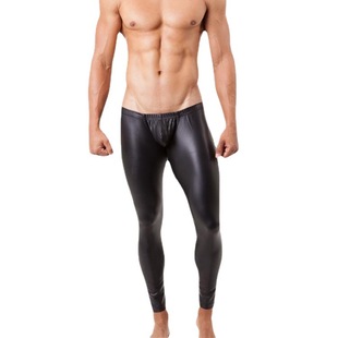 Young Men's slim-fit anti-leather pants men's nightclub fashion sexy patent leather skinny pants