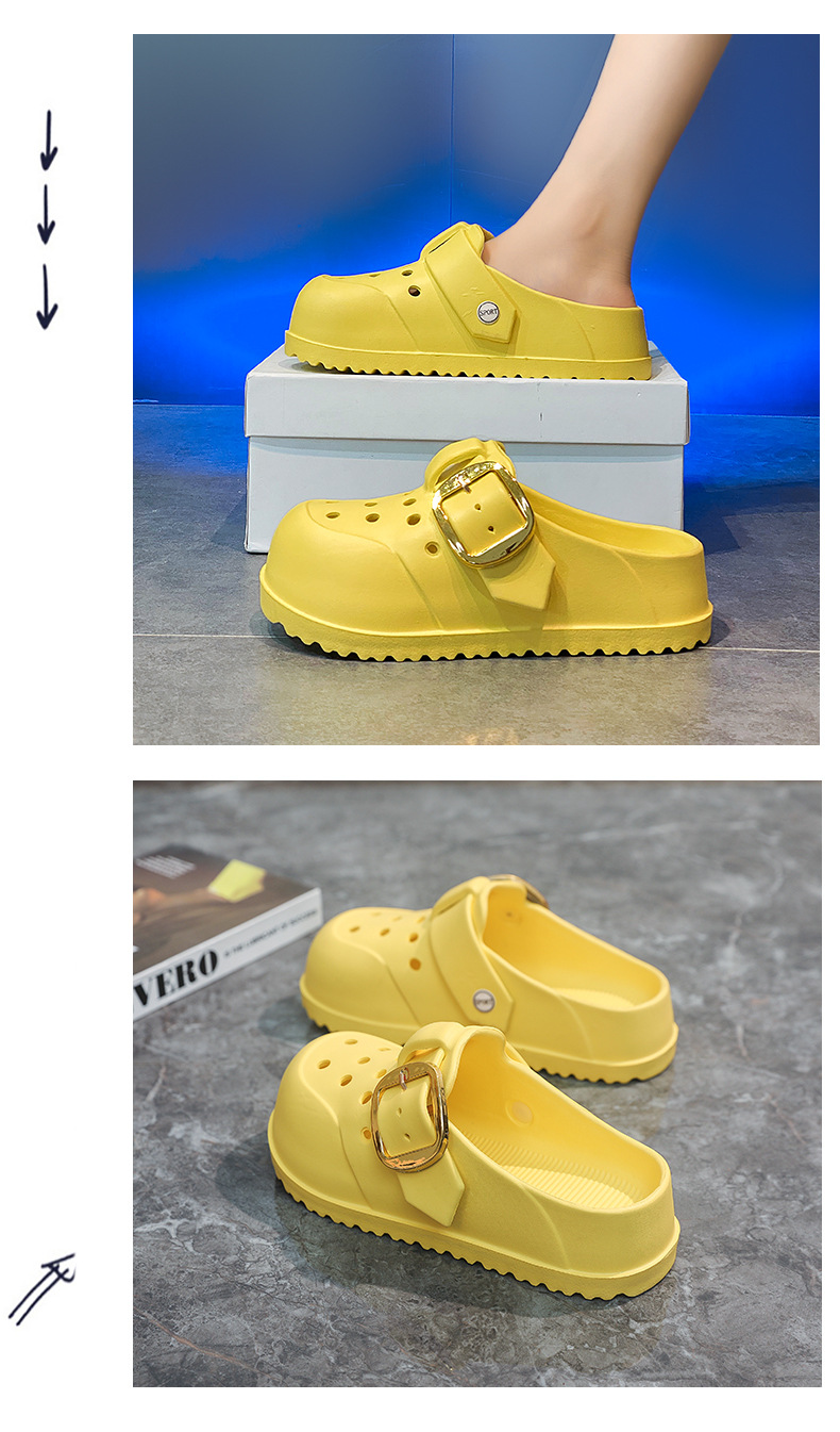 Women's Thick-soled Outdoor Clogs Solid Colour Casual Sandals_voghion.com