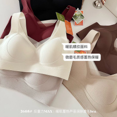网纱无痕蓄热磨毛内衣女聚拢收副乳防下垂薄款秋季背心式提拉文胸