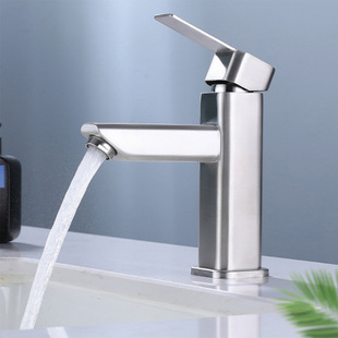 304 stainless steel bathroom hot and cold faucet toilet bathroom cabinet washbasin single hole octagonal faucet