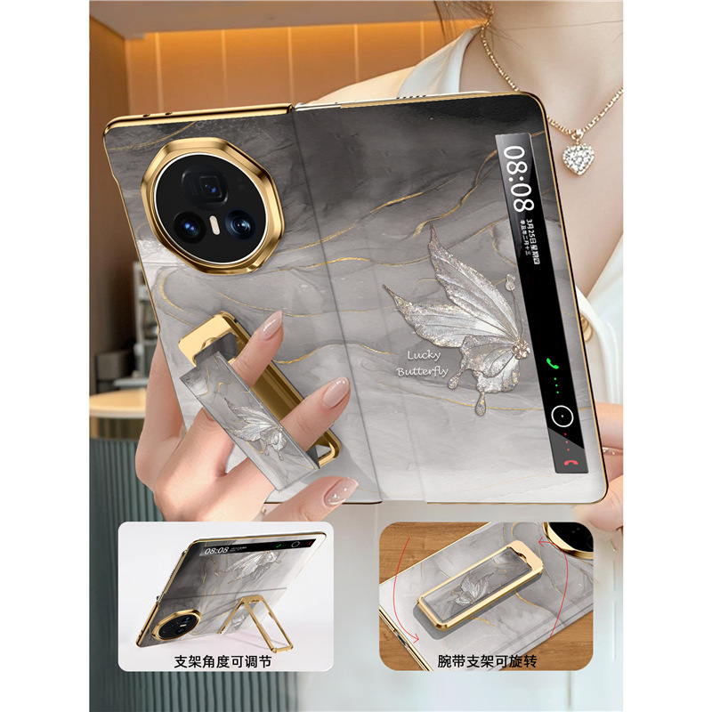 【翻盖腕带支架】水墨蝴蝶适用荣耀magicv5手机壳简约ins风magic|undefined