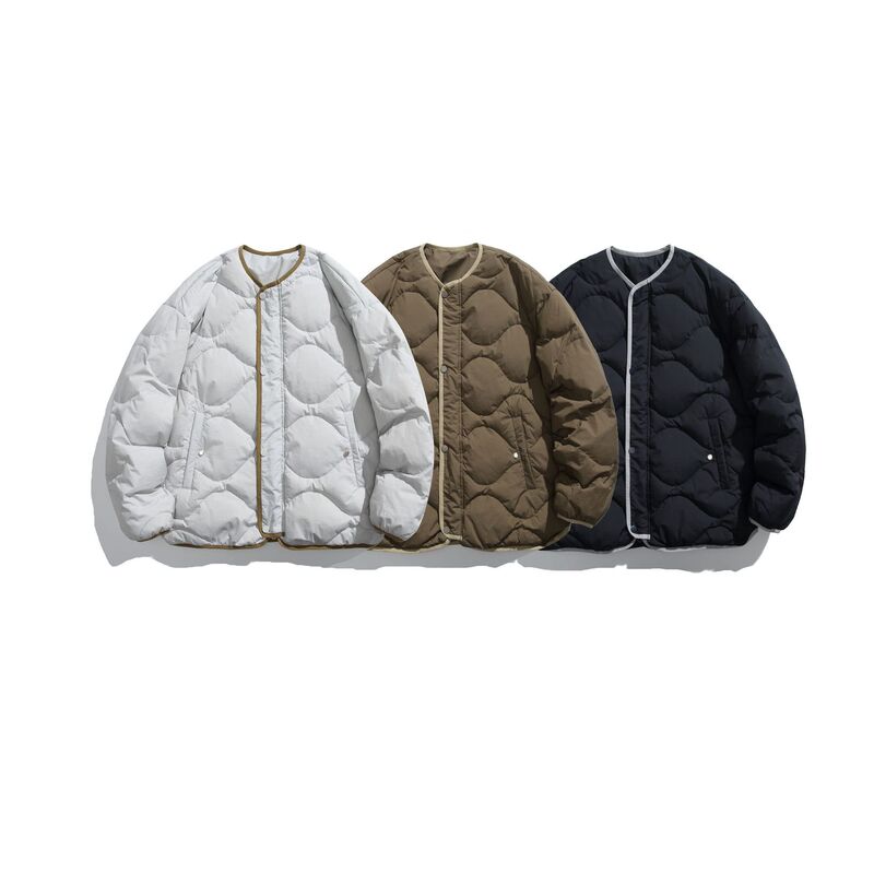 Rumen Winter Japanese-Style Outdoor Retro Gourd Pattern Collarless 90 down Jacket Quilted Couple Thick Warm Coat for Men
