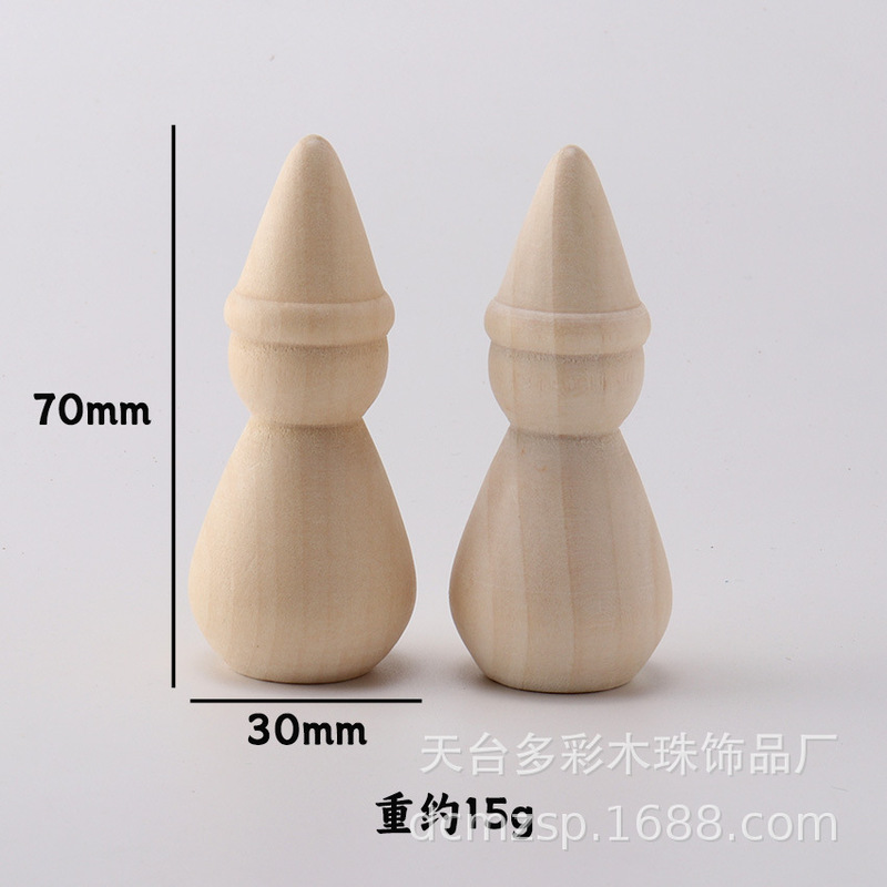 原木色儿童DIY彩绘圣诞小木人木头雪人涂鸦白胚圣诞雪人木偶摆件|undefined