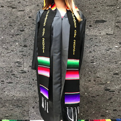 球迷圍巾墨西哥畢業腰帶綏帶彩條黑色腰帶畢業圍巾畢業巾