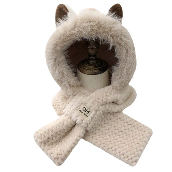 Winter cute hat, keep warm velvet scarf, increased thickness
