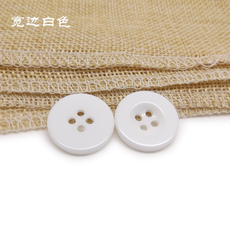 樹脂紐扣 寬邊工作服扣子批發 可染色樹脂扣黑白細邊鈕扣配件