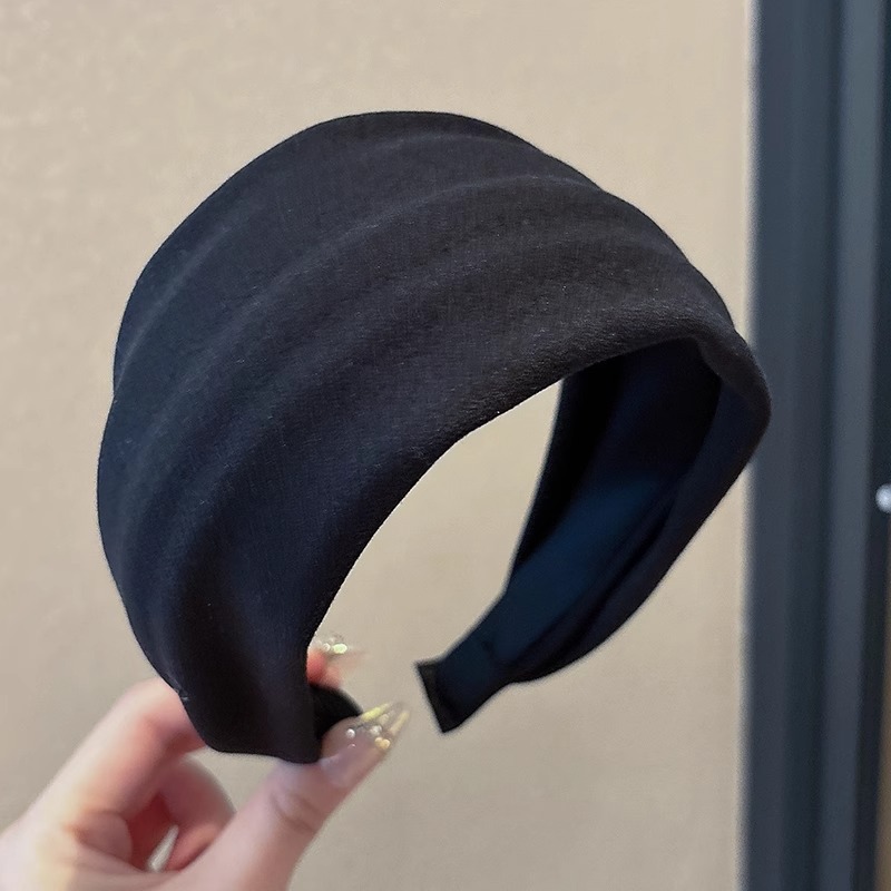 Diadema de gamuza de ala ancha retro gris para mujer 2025 nuevo estilo de gama alta otoño e invierno cabello de presión superior del cráneo alto para lavarse la cara diadema