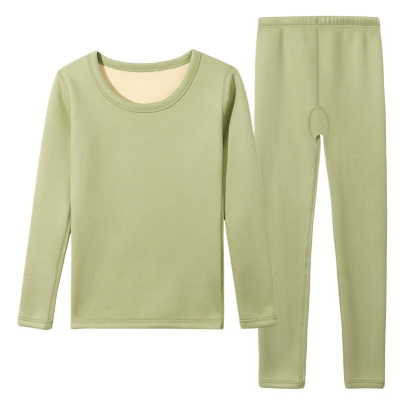 Traje de ropa interior térmica de terciopelo forro polar engrosado superior de las mujeres apretado camisa de fondo Otoño e Invierno ropa interior ropa de otoño pantalones largos mujeres