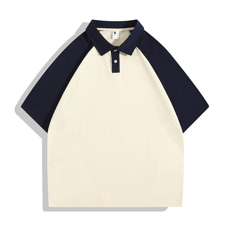 Camiseta de media manga con hombros caídos de algodón puro, polo de solapa raglán, ropa de clase de marca de moda, camisas publicitarias, ropa de trabajo, camisas culturales, personalización
