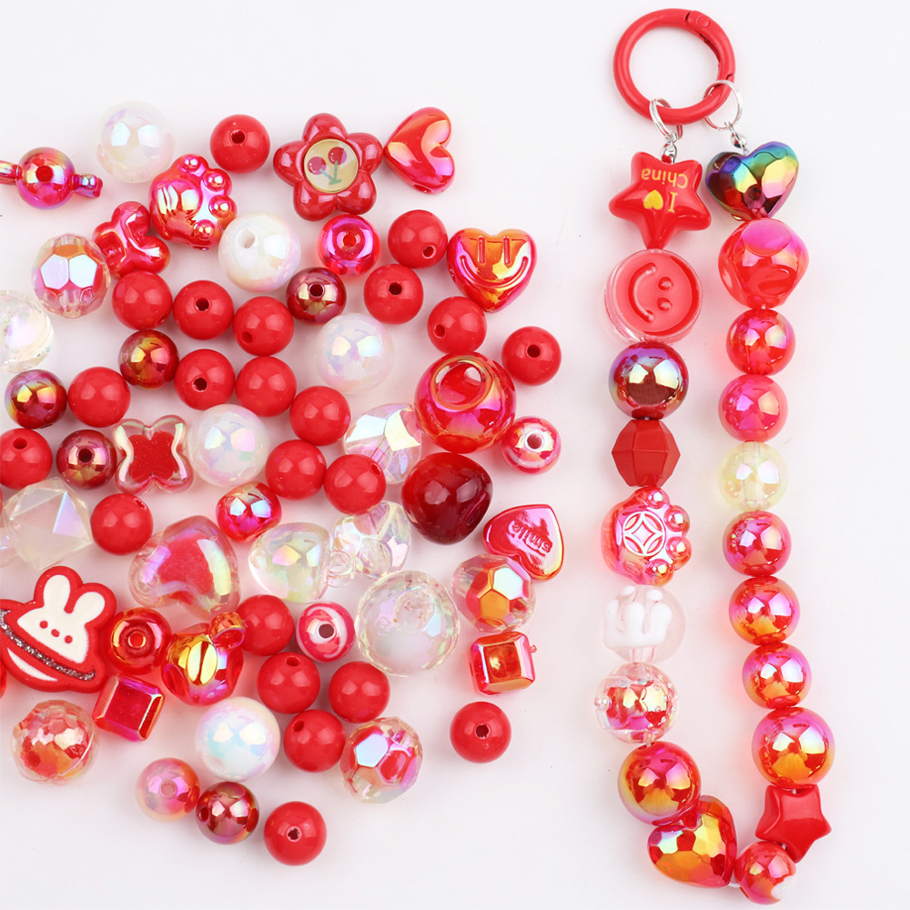 電気メッキUVカラー高光沢異形人魚姫穴あきビーズ手作りDIYネックレス携帯ストラップ材料パックアクセサリー