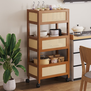 Multi-Layer Storage Rack for Home Living Room Trolley Removable Wheeled Sofa Side Table for Sundries Layered Rack Book Rack