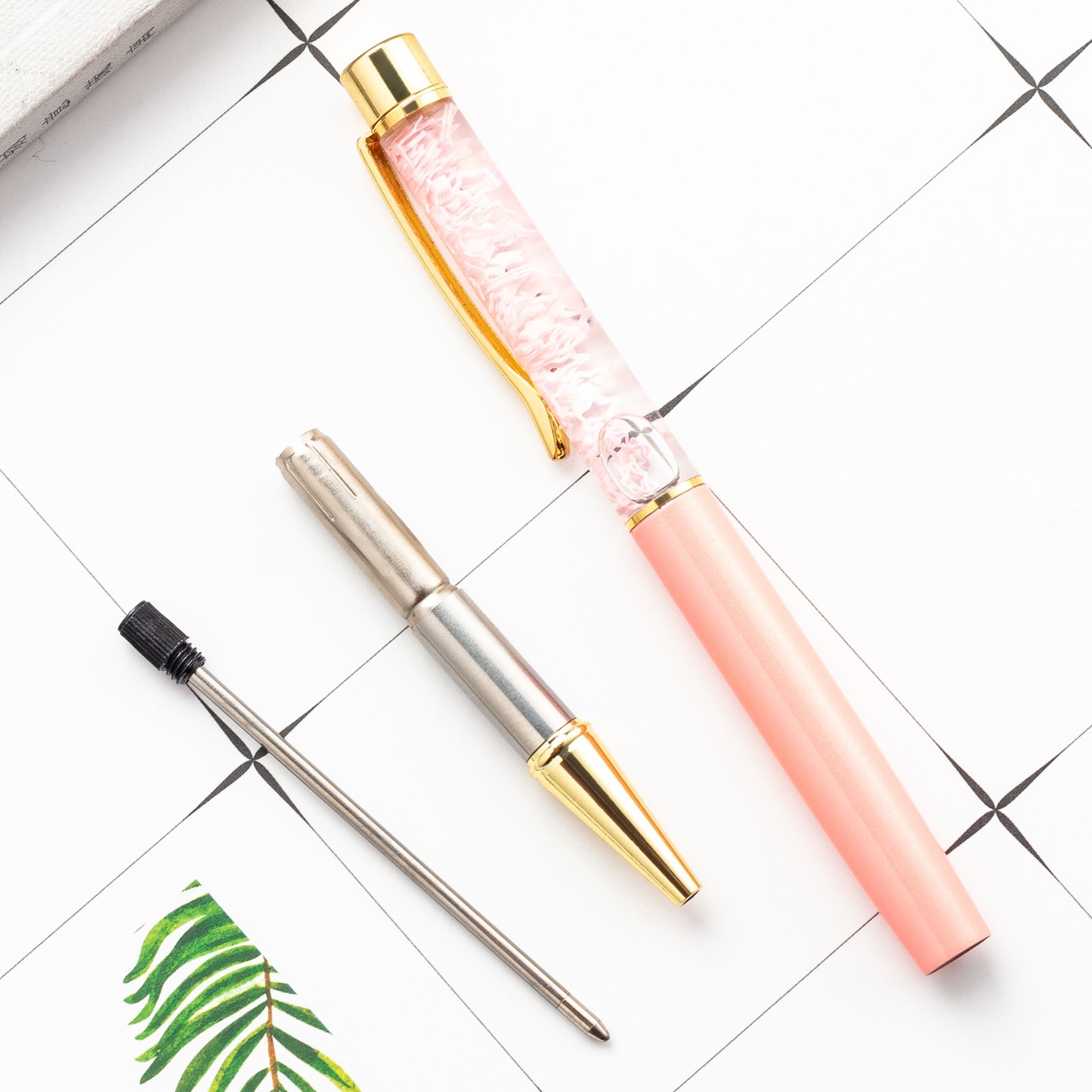 Pluma de cristal en forma de estrella de aceite, pluma de bola de firma de cristal creativa, regalo de cumpleaños, impresión de logotipo, pluma metálica
