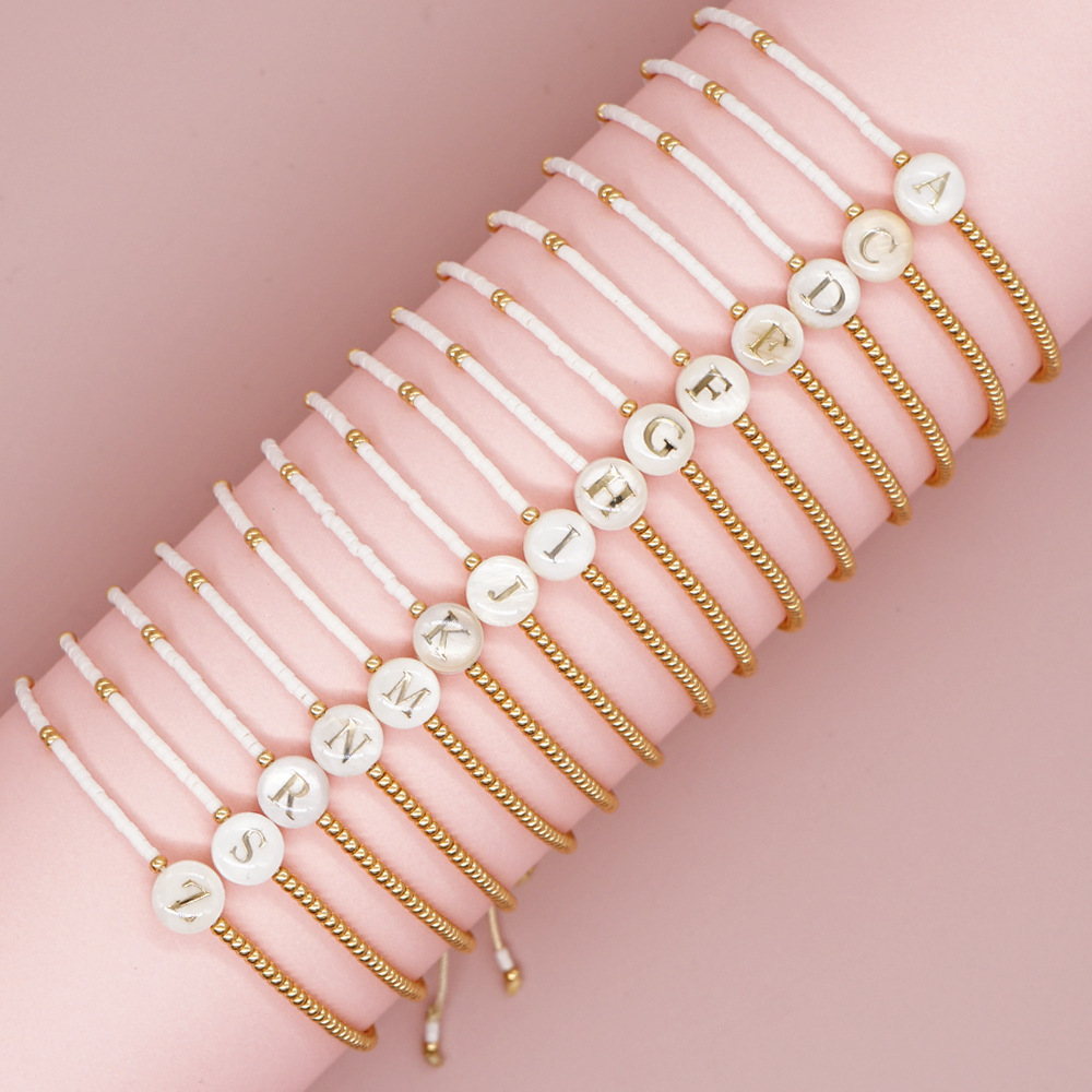 Bracelets Classification Simple Style Letter Glass Bead Bracelets For Women