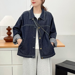 牛仔衣外套女韩版潮大码2025秋季新款胖mm200斤宽松bf风夹克上衣