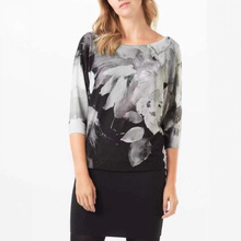 复古水墨印花女装针织衫秋冬季新款欧货宽松包臀连衣裙毛衣裙批发